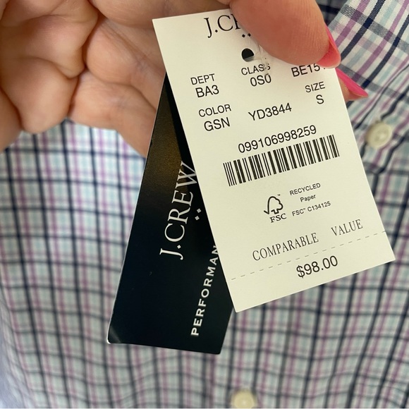 NEW WITH TAGS J. Crew Factory Slim Untucked Washed‎ Performance Casual Shirt S - Picture 4 of 5